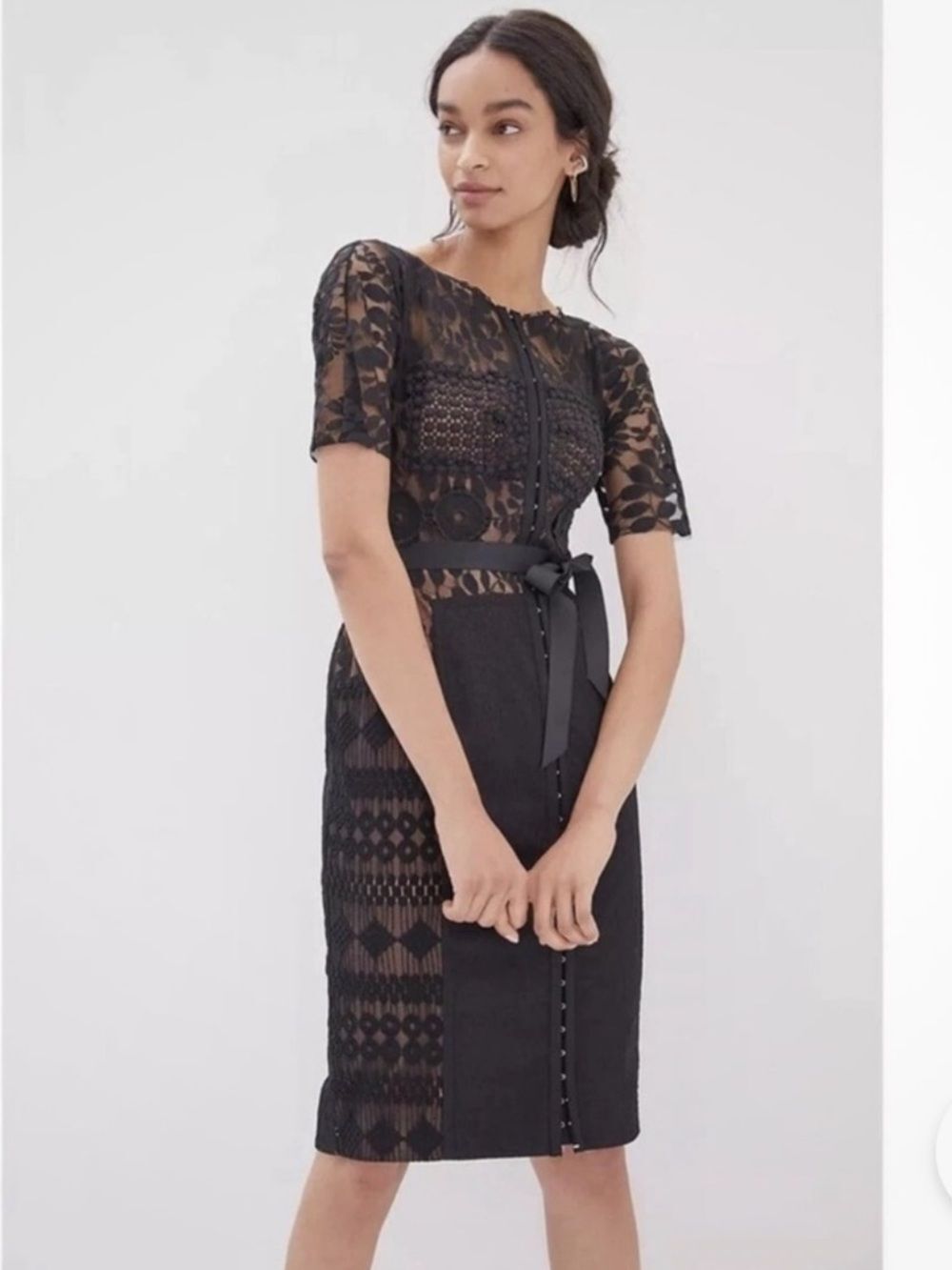 NWT Anthropologie Byron Lars Carissima Sheath Dress Lace Black Size 12